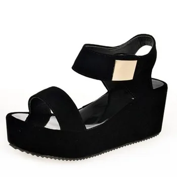Летние женские сандалии 2023 Новые женские сандалии на танкетке на платформе Мода Рыбий рот Римские сандалии Белый черный женская обувь