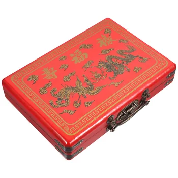 Маджонг Ящик для хранения Игры Маджонг Сумка для переноски Деревянные ручки Органайзер для дома