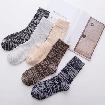 Мужские носки Зимние теплые и утолщенные шерстяные хлопковые носки Средняя трубка Забавные винтажные носки с воздухопроницаемостью для мужчин