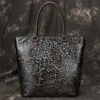  Новая винтажная сумка из натуральной кожи из воловьей кожи для женщин Повседневная сумка через плечо Lady Большая емкость Сумка-мессенджер Серебро M995