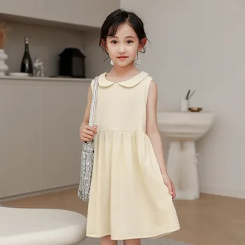 Новое платье для девочки бежевого цвета Кукла Шея Без рукавов Дети Принцесса Платья