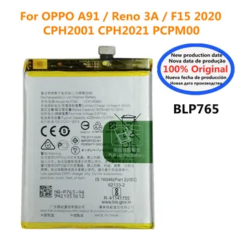 Новый 100% оригинальный аккумулятор BLP765 емкостью 4025 мАч для OPPO A91 / Reno 3A / F15 2020 CPH2001 CPH2021 PCPM00 Высококачественный аккумулятор для телефона
