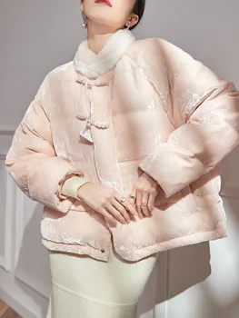  Новый дизайн в китайском стиле Чувство толстого стеганого пальто Хлопковая куртка с подкладкой Женская зима