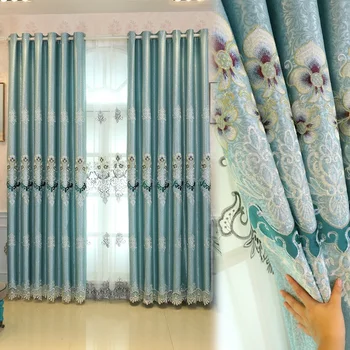Новый европейский стиль Вышитые шторы Бархатная вышитая ткань для штор Многоцветные плотные шторы Cortina для гостиной
