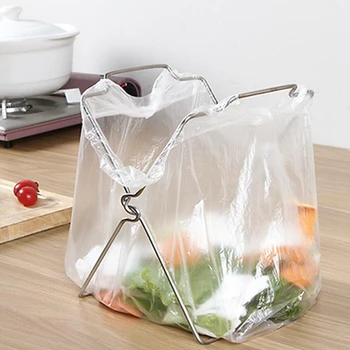 Новый креативный подвесной стеллаж для хранения из нержавеющей стали Мешок для мусора Кухонная тряпка Складной пластиковый пакет для мусора Аксессуары для дома