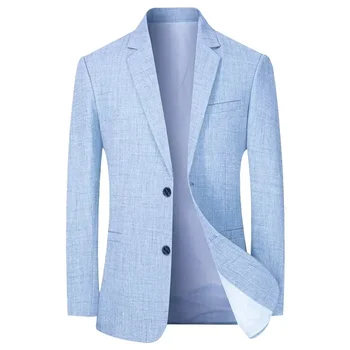 Новый мужской пиджак Повседневная деловая тонкая облегающая костюмная куртка Однотонная минималистичная рабочая куртка Мужская одежда Свадебная куртка