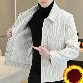 Осень-зима Мужская теплая хлопковая куртка Мода Красивая простота Корейское повседневное тонкое пальто 2023 Джентльмен Утолщенная короткая куртка