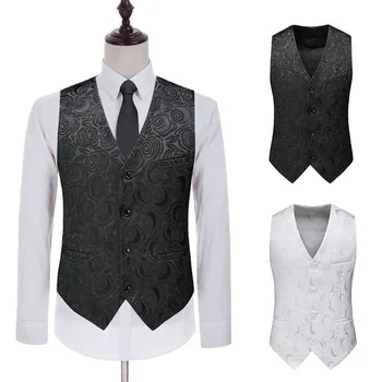 Осень и зима Мужская мода Индивидуальность Hollow Out Slim Fit Suit Vest Style Мужской большой черно-белый повседневный жилет