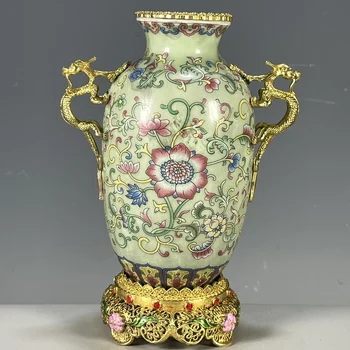 Оценка инкрустированных медью розовых цветочных узоров, украшений для ваз, ценности антикварной коллекции, цветочных композиций в вазах, китайцев