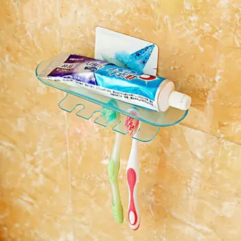 Пластиковая настенная стойка для бритвы Зубная щетка Органайзер Стойка для хранения Держатель для зубных щеток Хранение аксессуаров для ванной комнаты