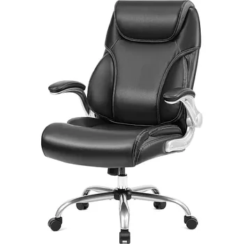 Поворотное офисное кресло с регулируемыми углами наклона с толстой набивкой и эргономичным дизайном для поясничной поддержки (черный стул для ПК Gamer