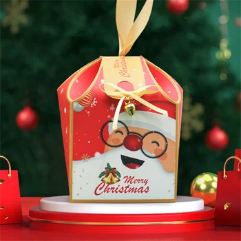 Подарочная коробка конфет в форме рождественского домика с колокольчиками на ленте Счастливого Рождества Рождественская коробка Вечеринка в пользу упаковки конфет