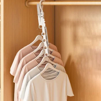 Портативная складная сушилка для одежды Шкаф для хранения Вращающаяся вешалка Пластиковый органайзер для одежды с 5 отверстиями Многофункциональная вешалка
