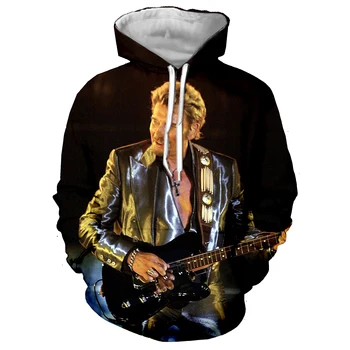 Рок-певец Джонни Холлидей 3D-печатные толстовки с капюшоном Мужчины Хип-хоп Мода Повседневный Смешной пуловер Унисекс Уличная одежда Толстовки с капюшоном