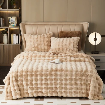 Роскошное мягкое одеяло из искусственного меха Пухлое плюшевое покрывало на кровати Плед чехол для дивана, одеяла и пледы для спальни