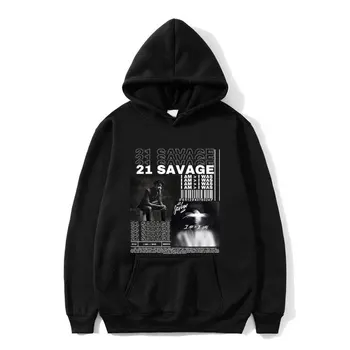 Рэпер 21 Savage I Am I Was Music Album Графическая толстовка с капюшоном Мужчины Женщины Хип-хоп Толстовка с капюшоном Мужская мода Оверсайз Уличная одежда
