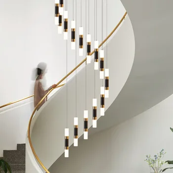 Современная длинная хрустальная светодиодная люстра для лестницы Роскошные Cristal Большие лестничные осветительные приборы Минимализм Внутренние подвесные светильники