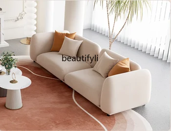 Современный тканевый диван в стиле люкс Простая гостиная Маленькая квартира Тканевой диван с прямой линией