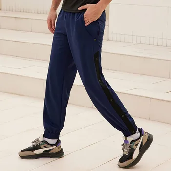 Спортивные брюки Мужские повседневные спортивные штаны Модные брюки на пуговицах с боковым открытием Модные эластичные брюки на талии Pantalones Hombre