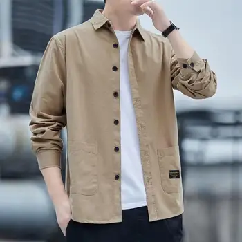 Стильная мужская осенняя рубашка Свободная термогрузовая рубашка Мужская осенняя рубашка в корейском стиле