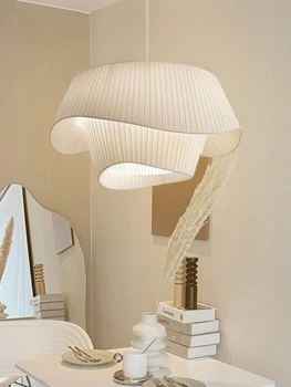  Тканевый подвесной светильник для спальни Белый домашний декор лампа Nordic Простой дизайн Подвесной светильник Современные подвесные люстры Светильники