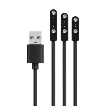 Универсальный кабель для зарядки с магнитным зарядом для смарт-часов на 2 контакта 2,84 / 4 / 7,62 мм Черные кабели зарядного устройства USB Novel
