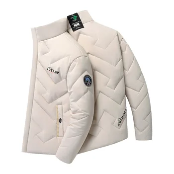  Утолщенная зимняя одежда со стоячим воротником Мужская толстая хлопковая куртка оверсайз