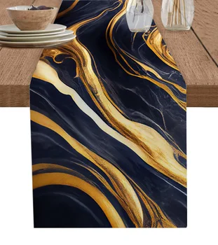 мрамор желтый край текстура синий стол бегун украшение домашний декор обеденный стол украшение стола декор стола