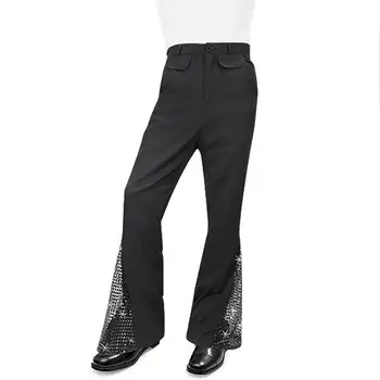 расклешенные брюки блестящие расклешенные брюки с пайетками глянцевый лацкан топ клоун костюм для вечеринки ретро рубашка брюки комплект для мужчин