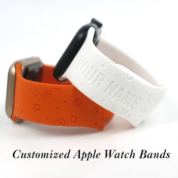  ремешки для Apple Watch Водонепроницаемый спортивный резной узор в виде сердца Силиконовый принт Совместим с Apple Watch Series Iwatch Ремешки на заказ