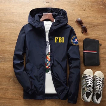солнцезащитный крем Водонепроницаемый FBI Shield Повседневные куртки Ультралегкая мужская летняя куртка с капюшоном Супер тонкая ветровка Упаковываемое пальто