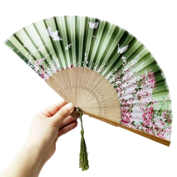 【Я ТВОИ ПОКЛОННИКИ】Японская симуляция шелковый бамбуковый складной веер кимоно свадебный подарок ручной веер